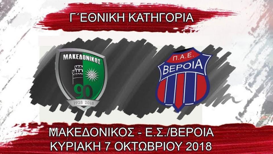 Δείτε ζωντανά τον εκτός έδρας αγώνα της ΒΕΡΟΙΑΣ με τον Μακεδονικό