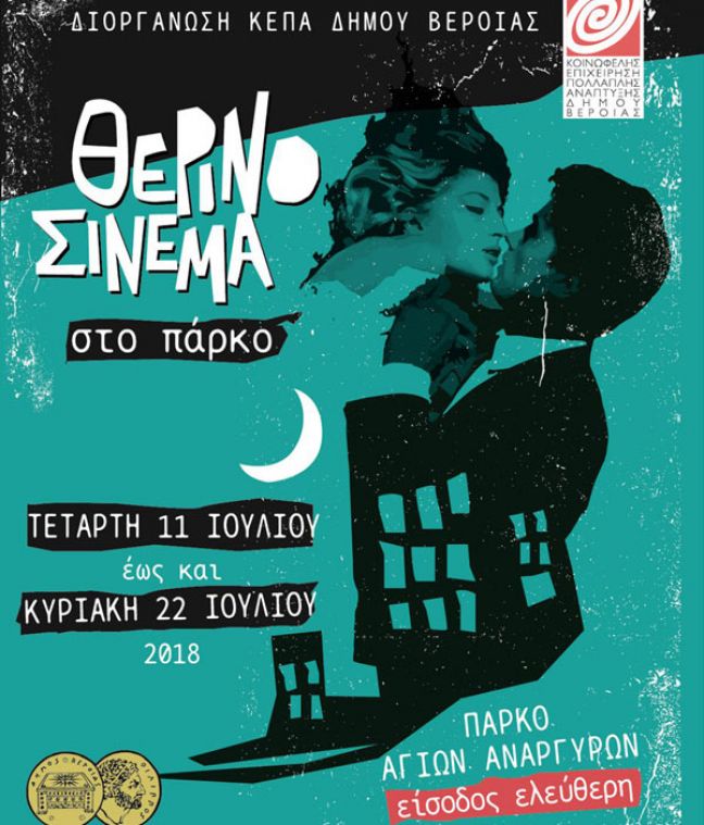 Βέροια - Θερινό Σινεμά στο Πάρκο: Πρόγραμμα Προβολών (11-21/7/18)