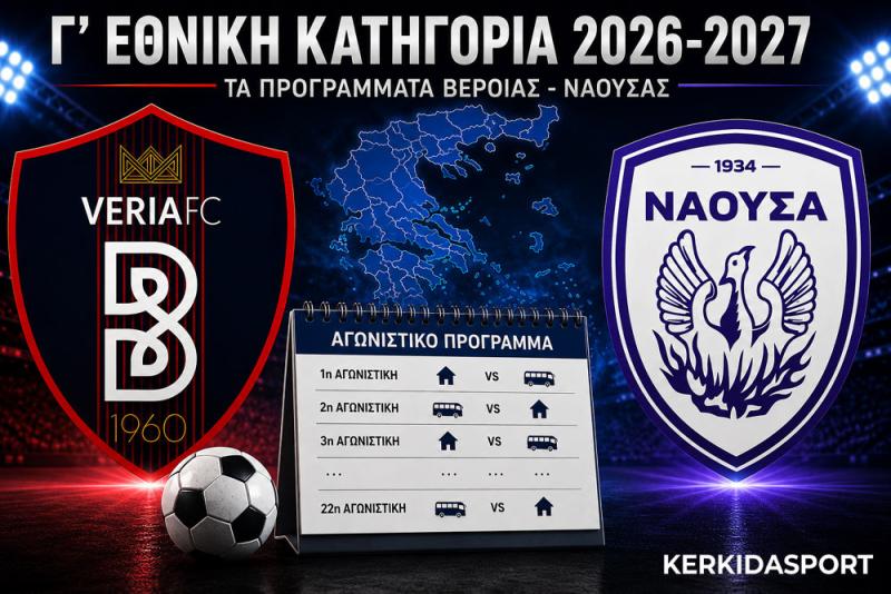 Γ’ Εθνική: Το πλήρες πρόγραμμα για Βέροια και Νάουσα – Ημερομηνίες, ώρες και γήπεδα