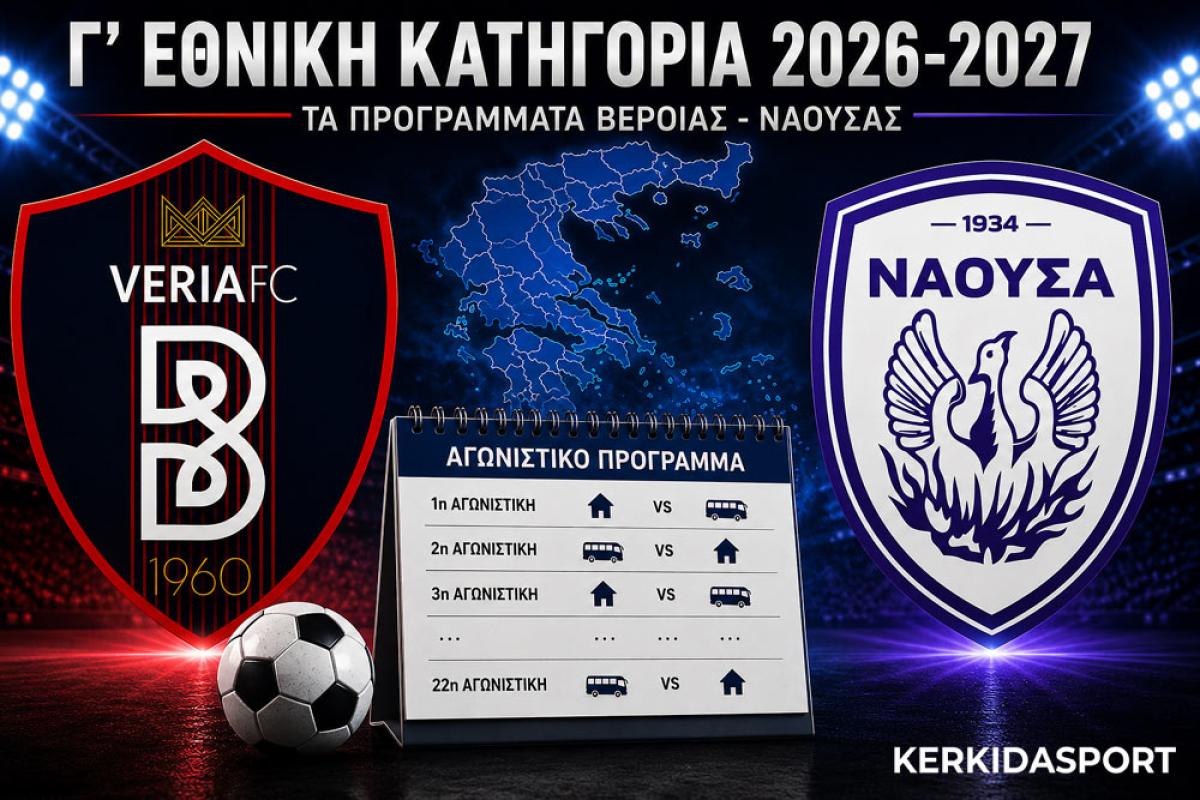 Γ’ Εθνική: Το πλήρες πρόγραμμα για Βέροια και Νάουσα – Ημερομηνίες, ώρες και γήπεδα